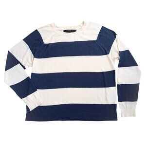 Vero Moda Women’s Navy & Cream Striped Knit Sweater – Long Sleeve, Size XL